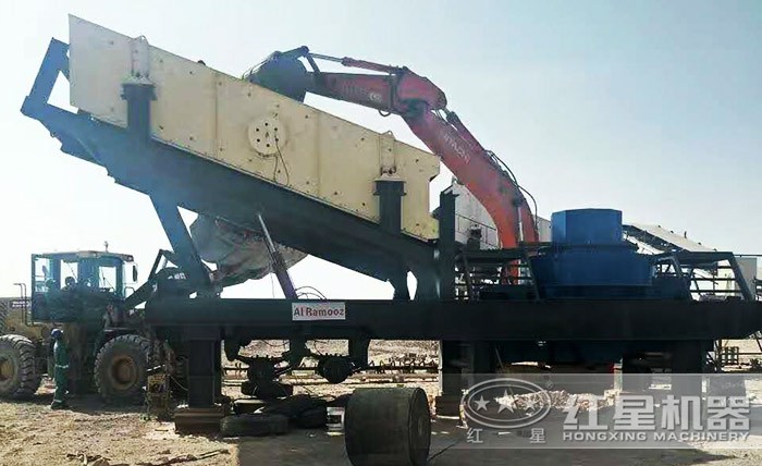 流動式鵝卵石軋石機，安裝現(xiàn)場