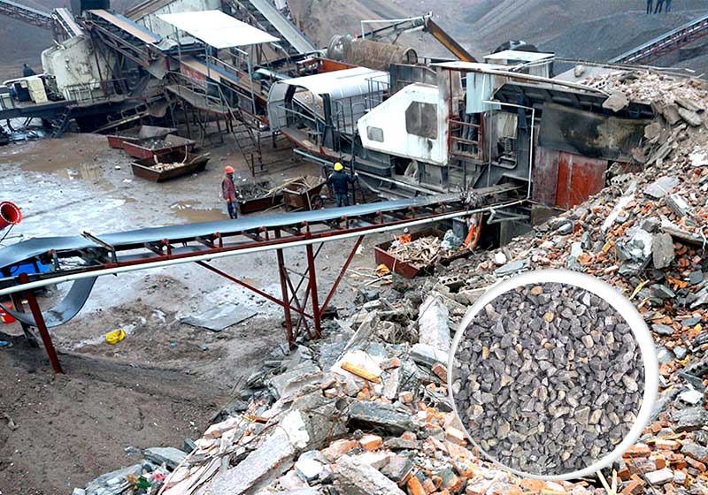 建筑垃圾粉碎生產(chǎn)現(xiàn)場